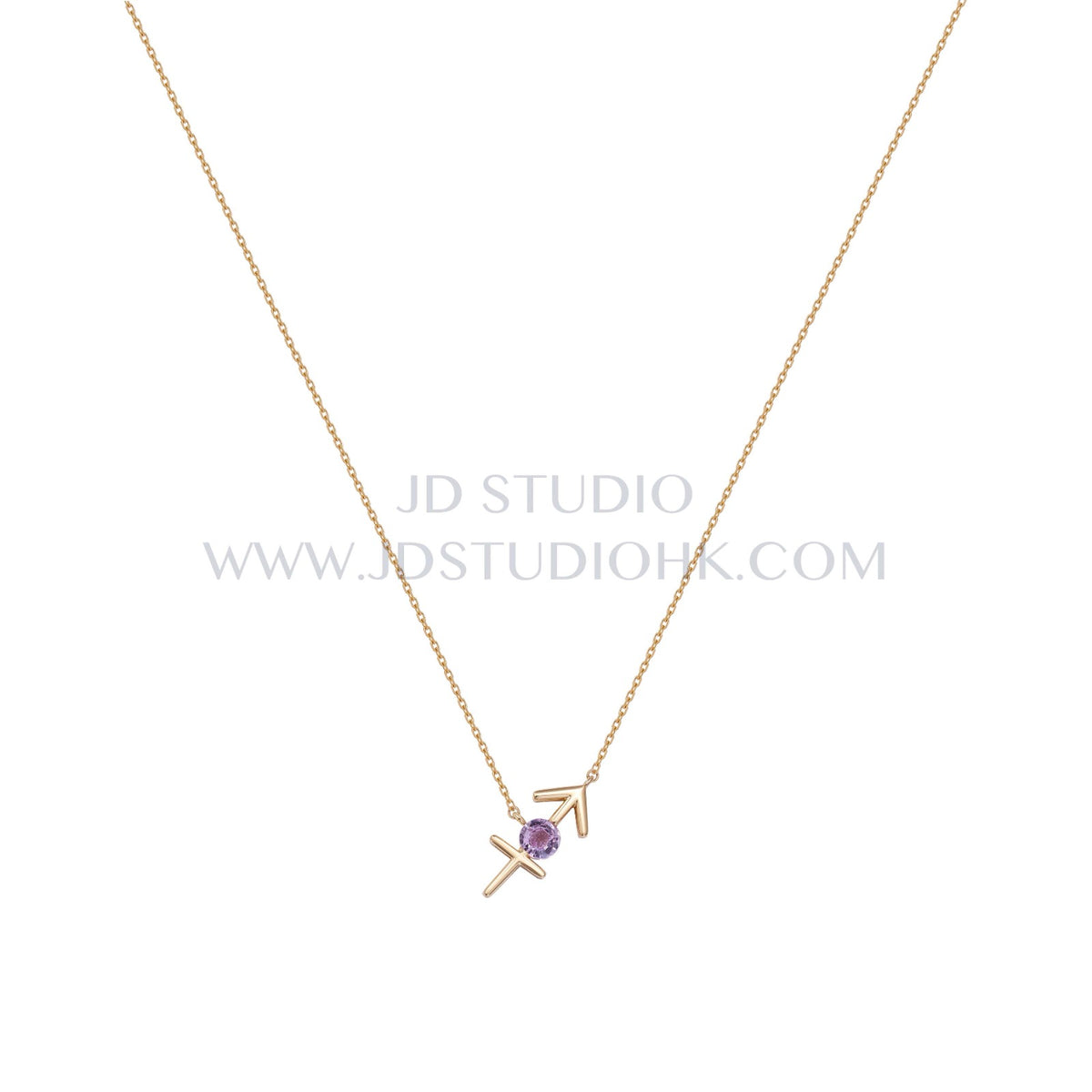 Arrow shaped purple gem necklace