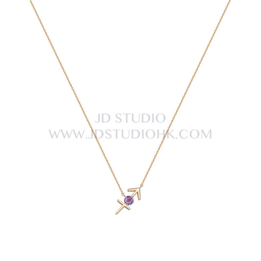 Arrow shaped purple gem necklace